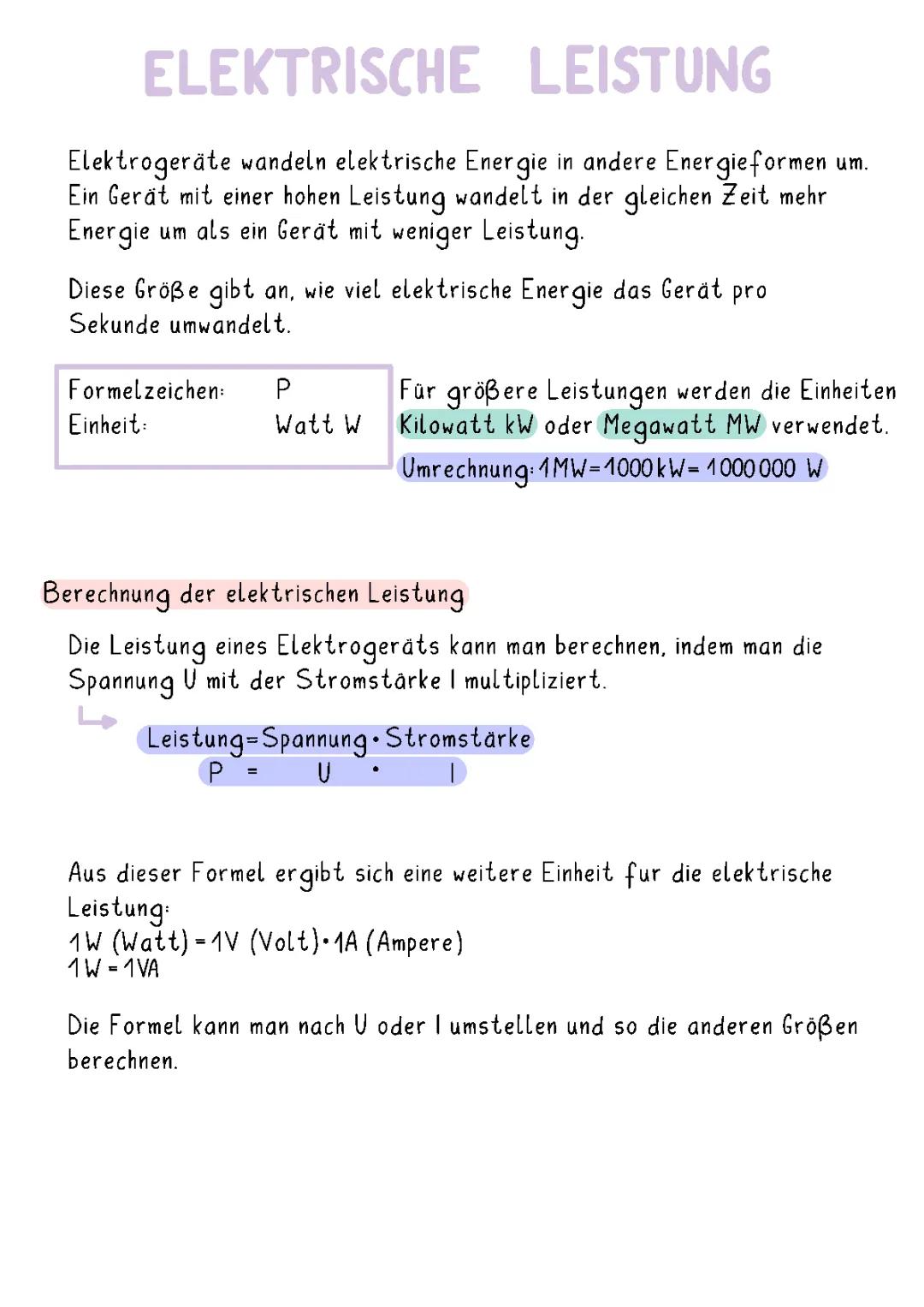 Elektrische Leistung berechnen: Formeln und Beispiele für Kinder