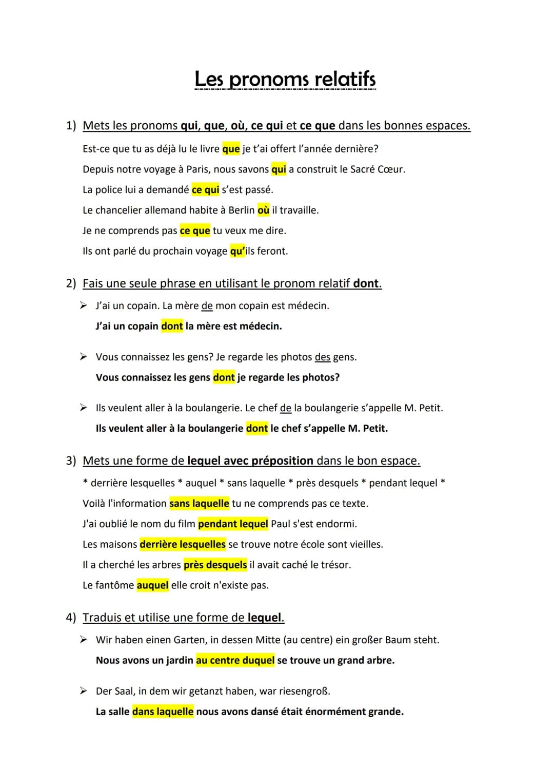  I. Révision: Die Relativpronomen qui - que- où - ce qui - ce que
qui
Subjekt des Relativsatzes
Wer oder Was?
que
Wen oder Was?
direktes Obj