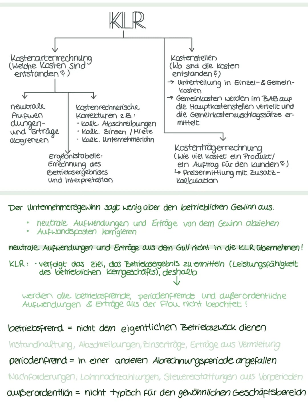 Kostenartenrechnung
(Welche Kosten sind
entstanden?)
neutrale
Aufwen
dungen-
und Erträge
abgrenzen
●
KILR
Kostenrechnerische
Korrekturen 2.B