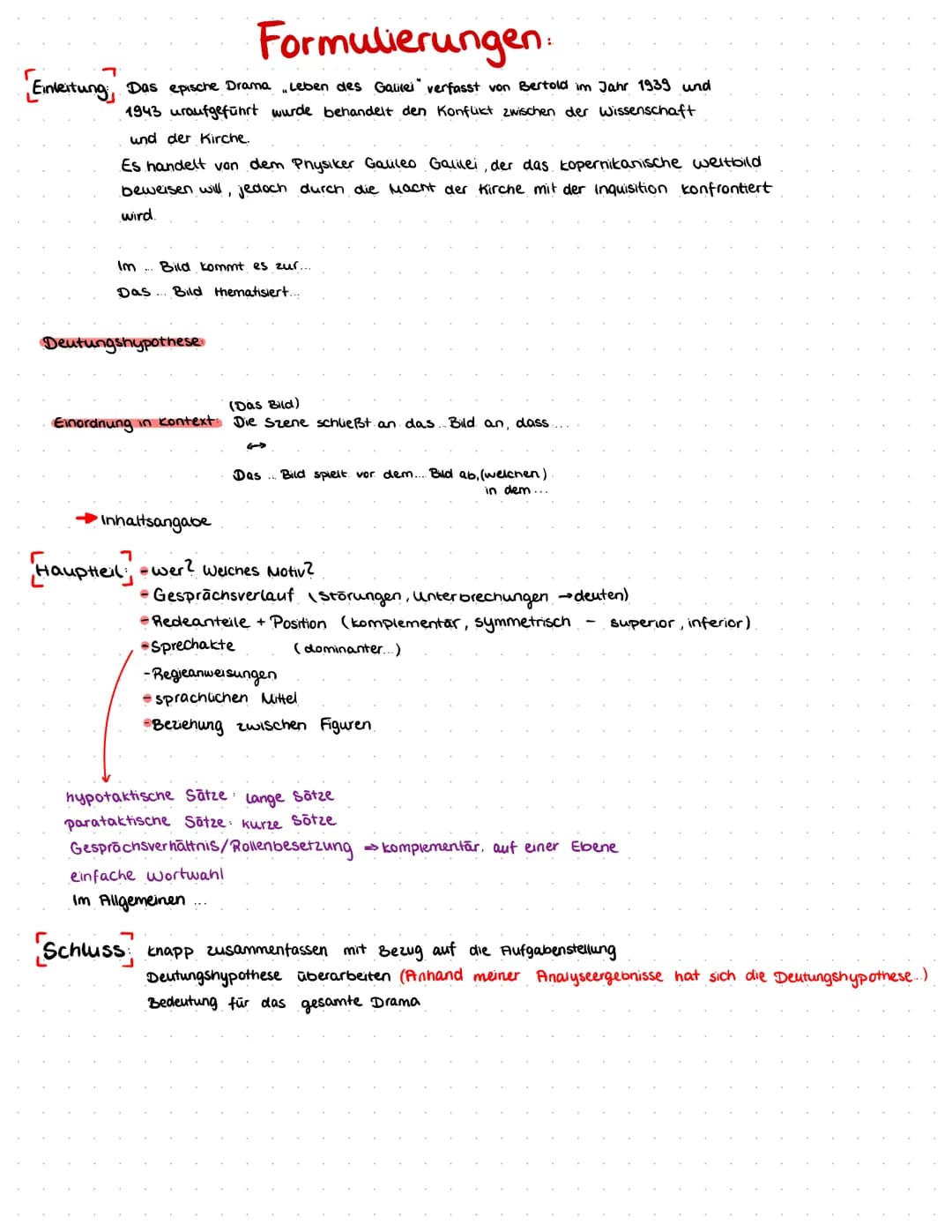 ANALYSE EINES DRAMENAUSZUGS
1.) Einleitung
- Autor, Titel, Textsorte, Gesprächsform, Entstehungszeit, Thema und Inhalt des gesamten Dramas
T