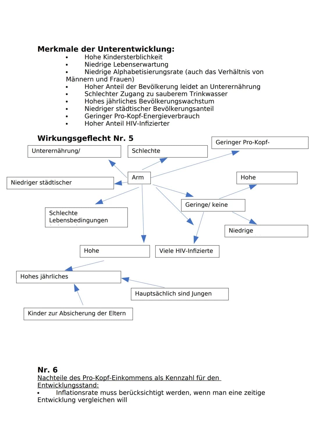 Merkmale der Unterentwicklung:
Hohe Kindersterblichkeit
Niedrige Lebenserwartung
Niedrige Alphabetisierungsrate (auch das Verhältnis von
Män