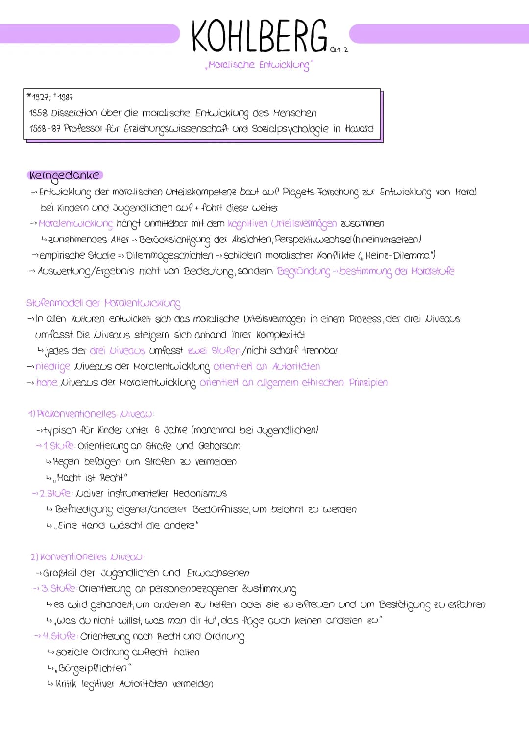 KOHLBERG...
Moralische Entwicklung"
*1927; *1987
1558 Disseration über die moralische Entwicklung des Menschen
1568-87 Professor für Erziehu