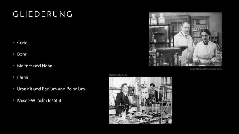 DIE ENTDECKUNG DER KERNKRAFT UND
RADIOAKTIVITÄT
MARIA LOBANOV GLIEDERUNG
●
Curie
Bohr
Meitner und Hahn
Fermi
Uraninit und Radium und Poloniu