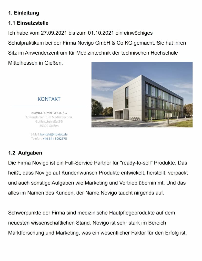 Praktikumsbericht
Gesamtschule Gießen-Ost
Gesamtschule Gießen-Ost Alter Steinbacher Weg 28 35394 Gießen
Schuljahr 2021/22
Praktikumsbericht 