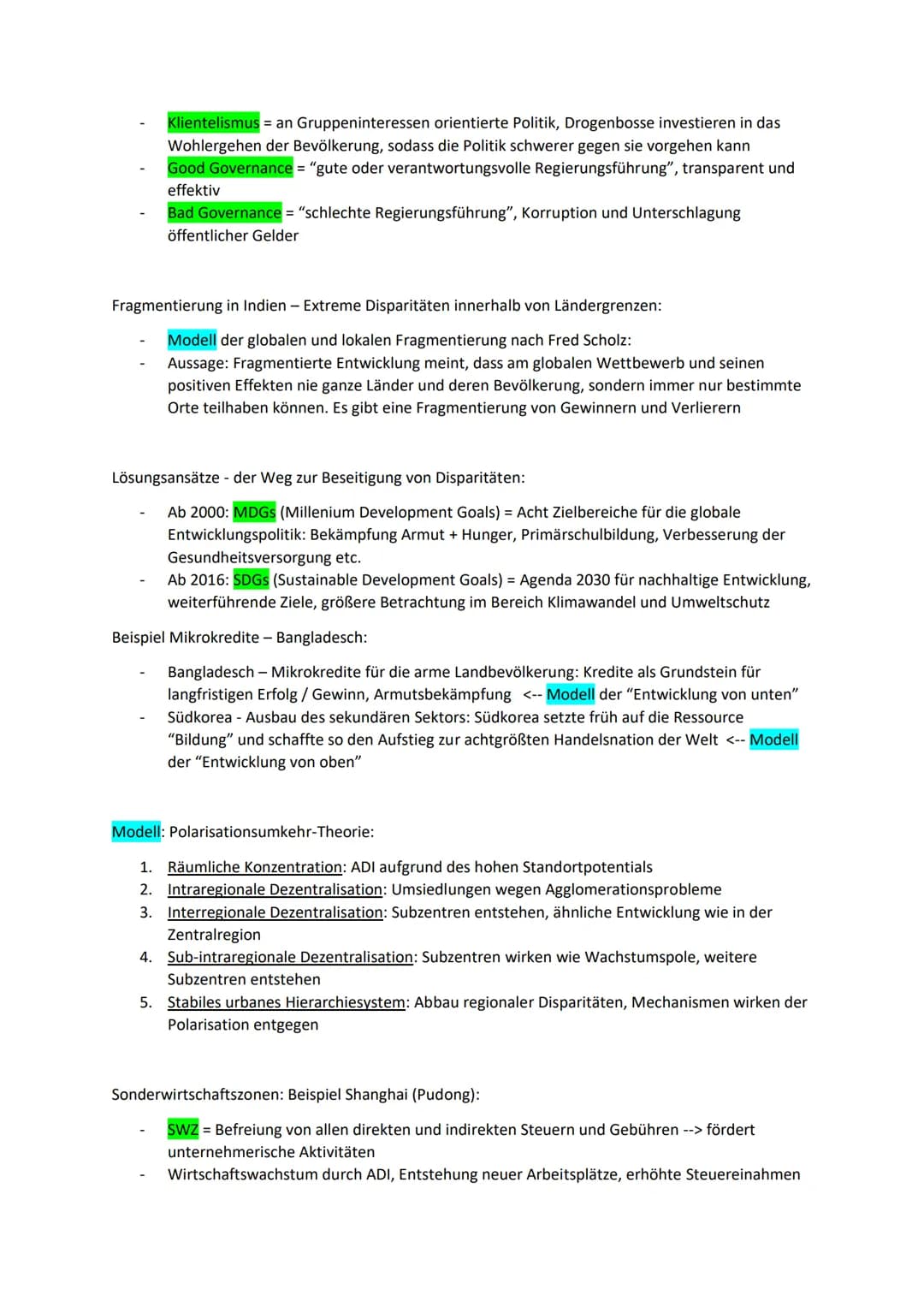 Erdkunde Gk - mündliches Abitur
I. Globale Disparitäten
Disparitäten = ungleiche Lebensbedingungen zwischen zwei oder mehreren Regionen, bez