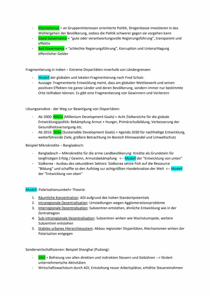 Erdkunde Gk - mündliches Abitur
I. Globale Disparitäten
Disparitäten = ungleiche Lebensbedingungen zwischen zwei oder mehreren Regionen, bez