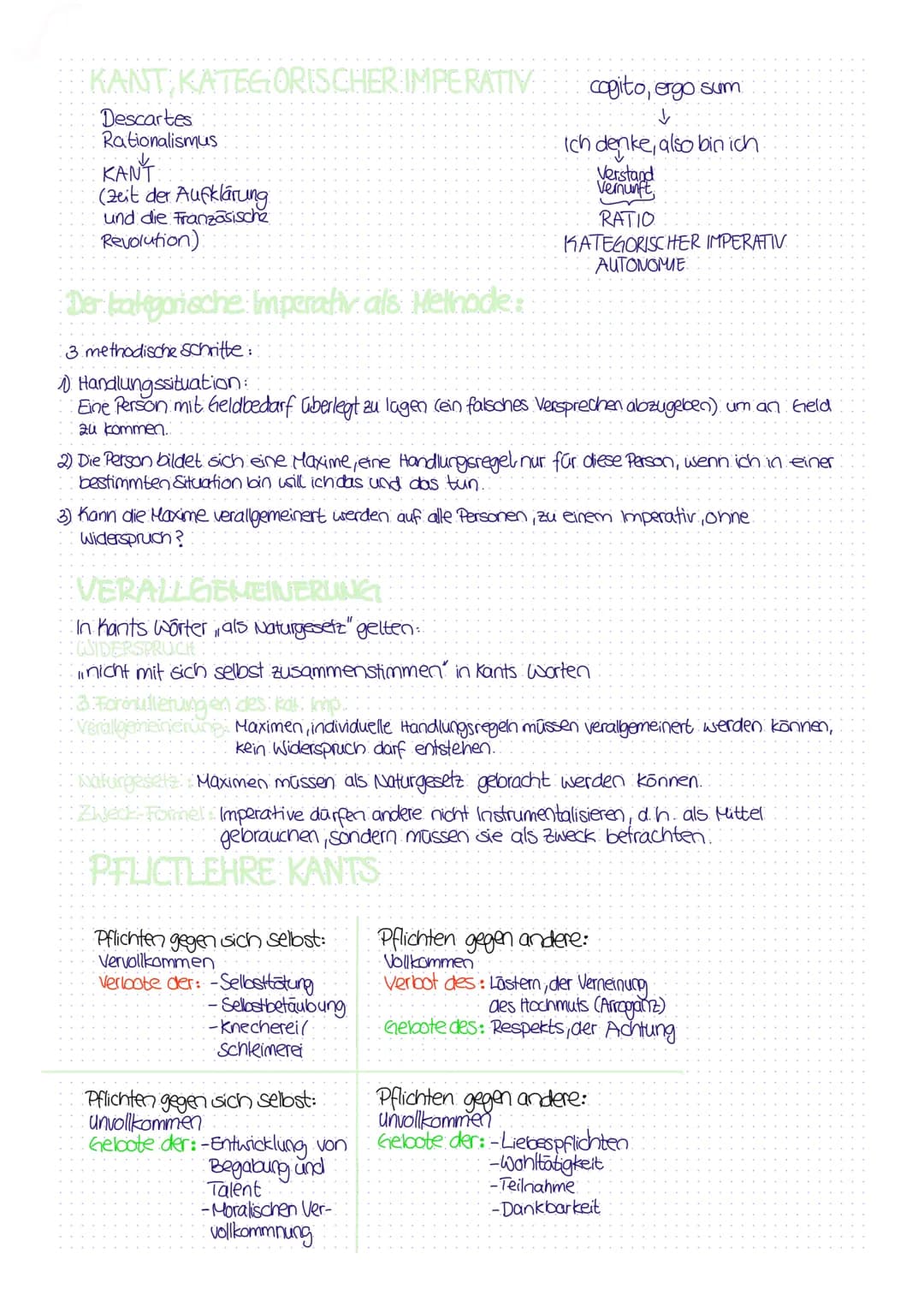 KANT KATEGORISCHER IMPERATIV:
Descartes
Rationalismus
KANT
(Zeit der Aufklärung
und die Französische
Revolution):
Der kategorische Imperativ