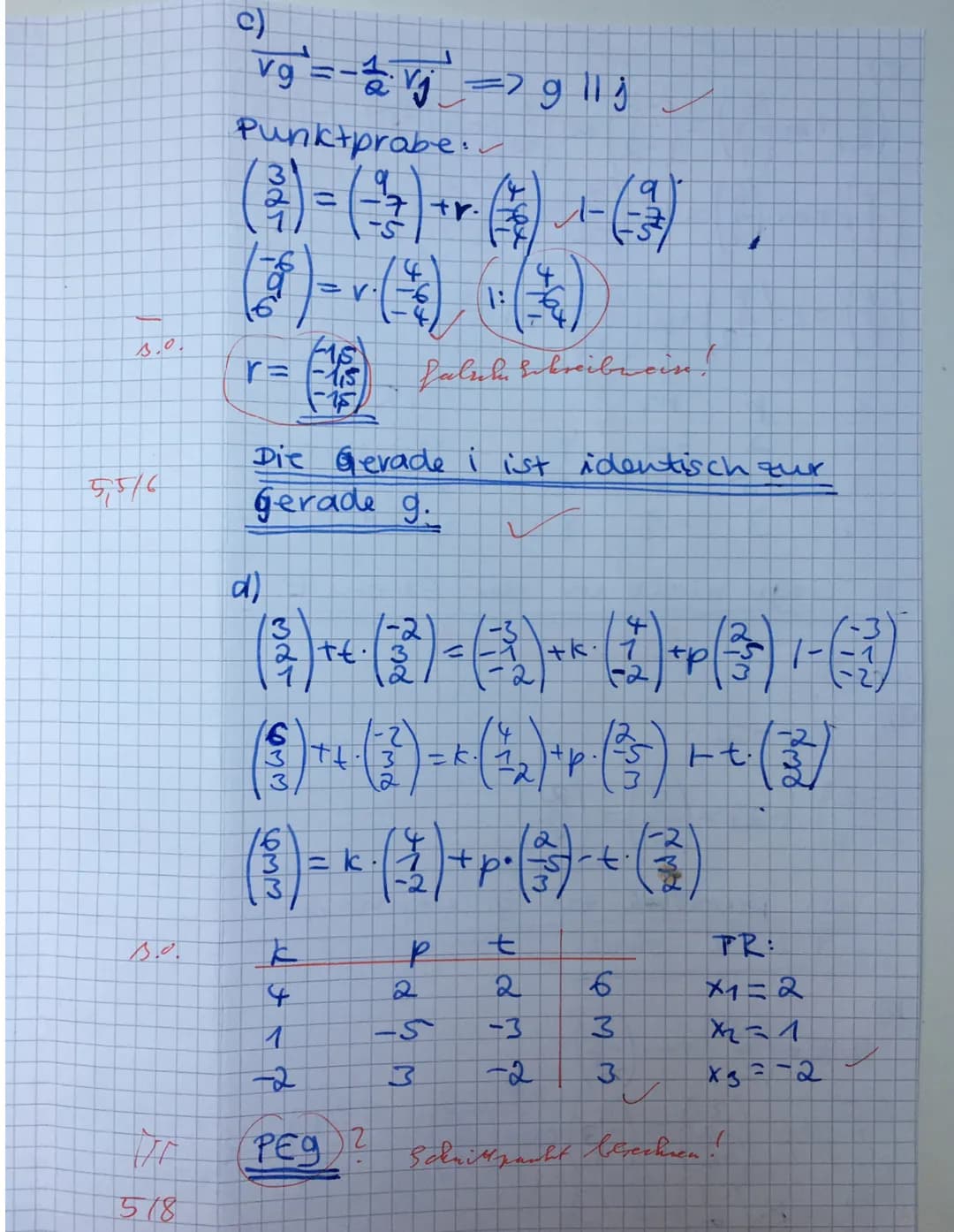 Nr. 1
a)
1. Funktion:
У-уг
X1-x2
m=
·b
6 = - ²3/3² · (-1) + b
6
5 = ³²/3² +b 1 = ²/1/²0
27=6=52²
g(x) = -x + 5 룸
6-3
=-=-=-4 = = = -3
3
-S
+
