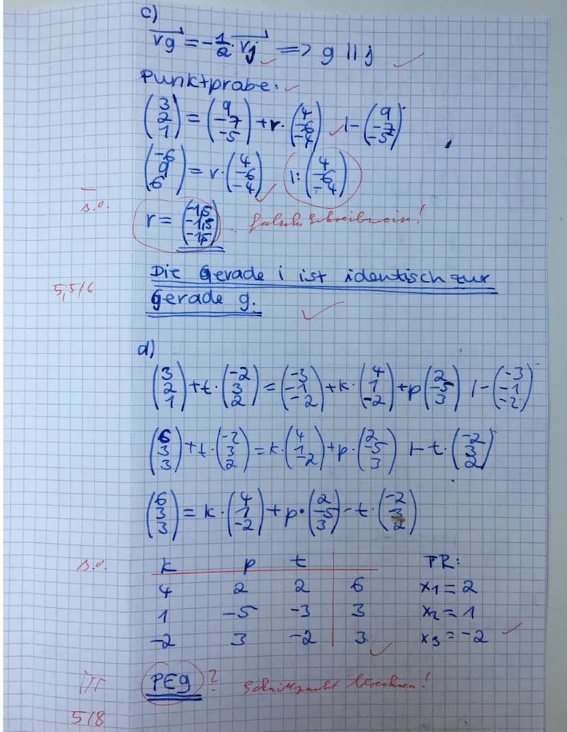 Nr. 1
a)
1. Funktion:
У-уг
X1-x2
m=
·b
6 = - ²3/3² · (-1) + b
6
5 = ³²/3² +b 1 = ²/1/²0
27=6=52²
g(x) = -x + 5 룸
6-3
=-=-=-4 = = = -3
3
-S
+