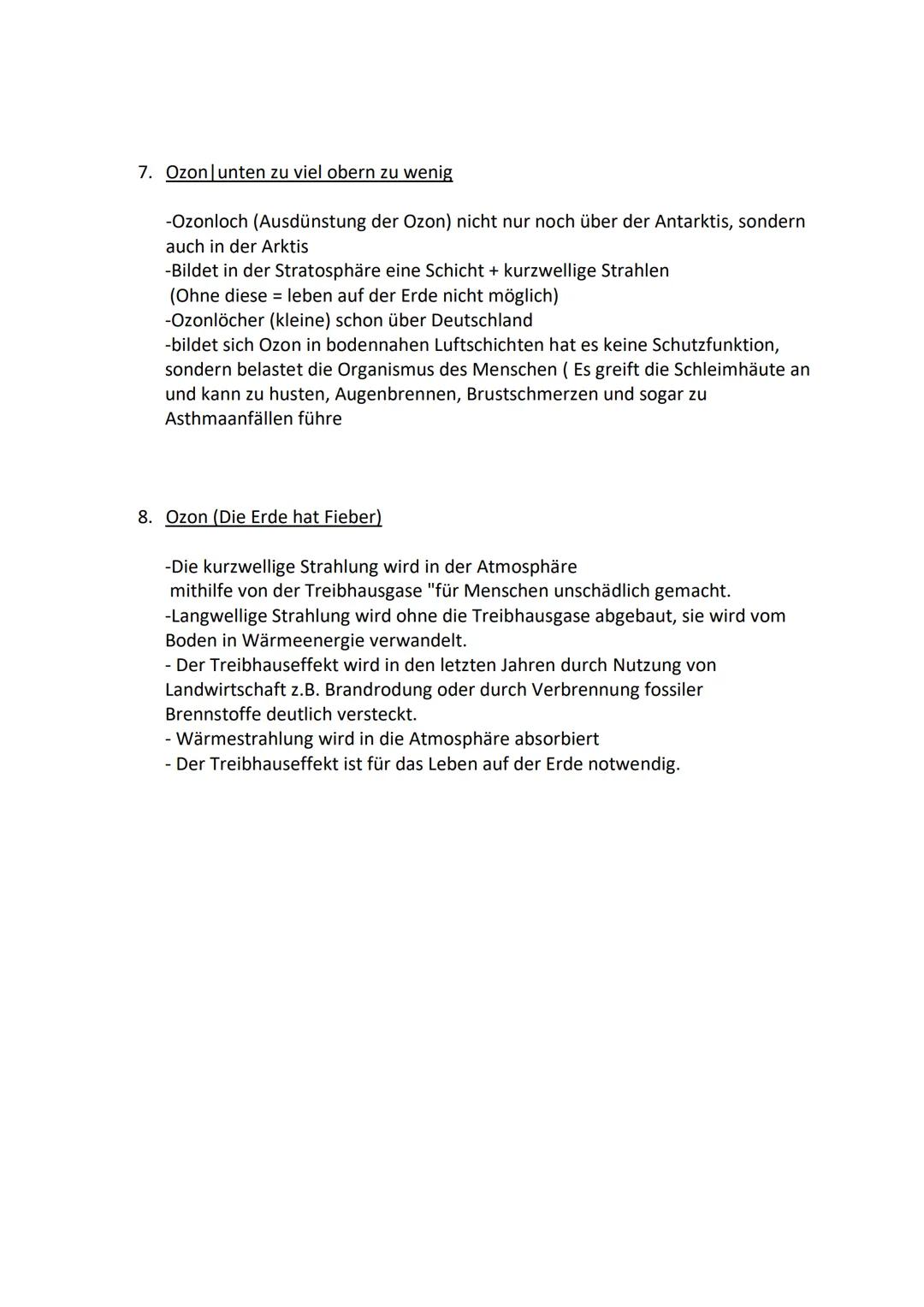 Geo Klausur
1. Auswirkungen des Klimawandels
Globale Auswirkungen:
-Das arktische Meereis schmilzt.
-Die Albedo sinkt, durch das fehlende Me