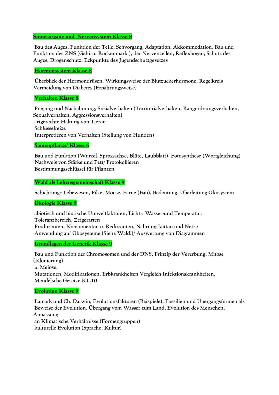Prüfungsschwerpunkte Realschule
Bau und Leistungen des menschlichen Körpers
Zelle-Gewebe-Organ-Organsystem- Organismus, Lebensmerkmale.
Verd