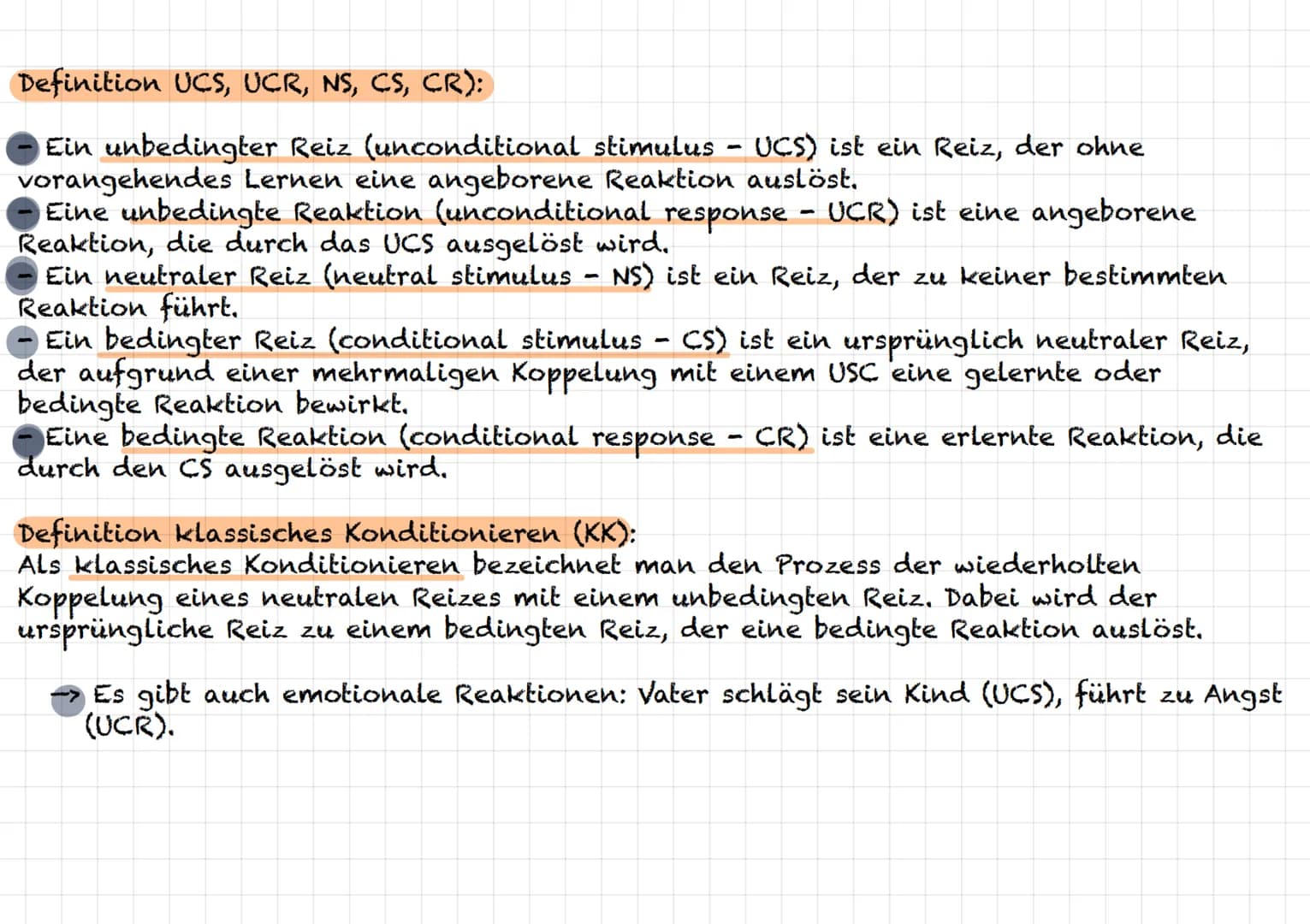 Das Klassische Konditionieren (KK) (Kap. 14)
Definition Theorien:
Theorien zur systematischen Erklärung von nicht beobachtbaren Lernprozesse