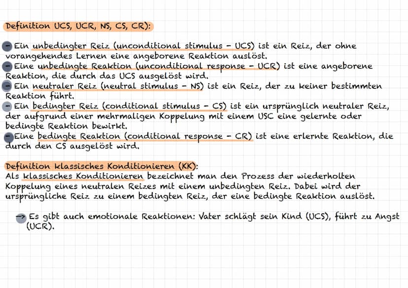 Das Klassische Konditionieren (KK) (Kap. 14)
Definition Theorien:
Theorien zur systematischen Erklärung von nicht beobachtbaren Lernprozesse