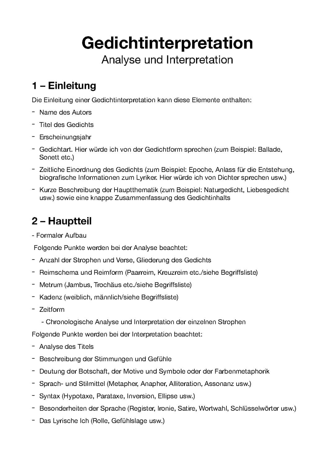 Gedichts Interpretation 