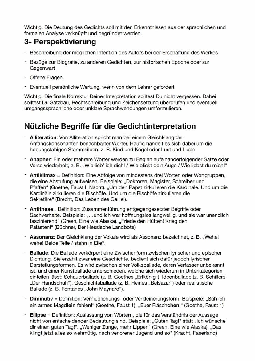 Gedichtinterpretation
Analyse und Interpretation
1 - Einleitung
Die Einleitung einer Gedichtinterpretation kann diese Elemente enthalten:
Na
