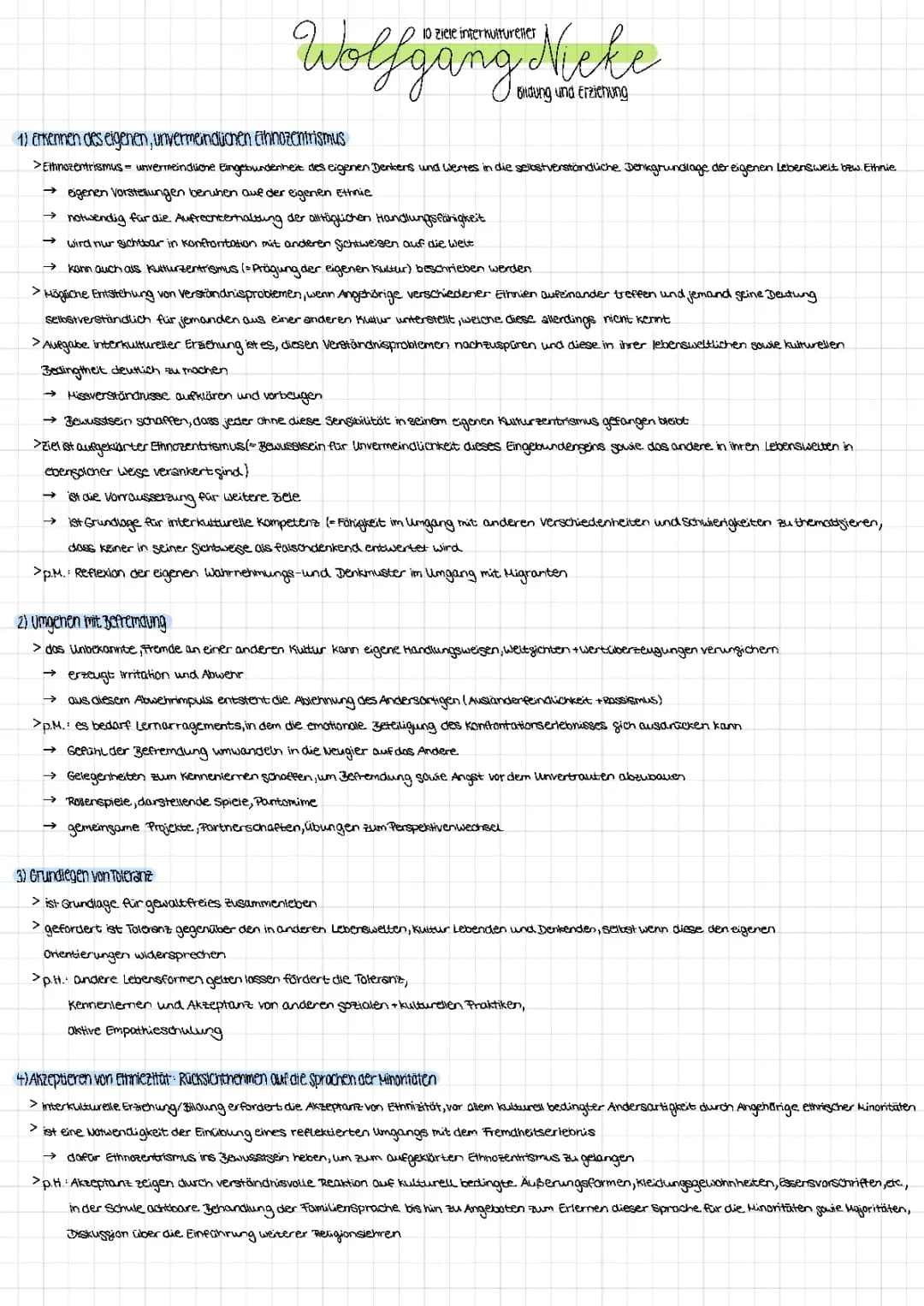 Interkulturelle Erziehung und Bildung nach Wolfang Nieke