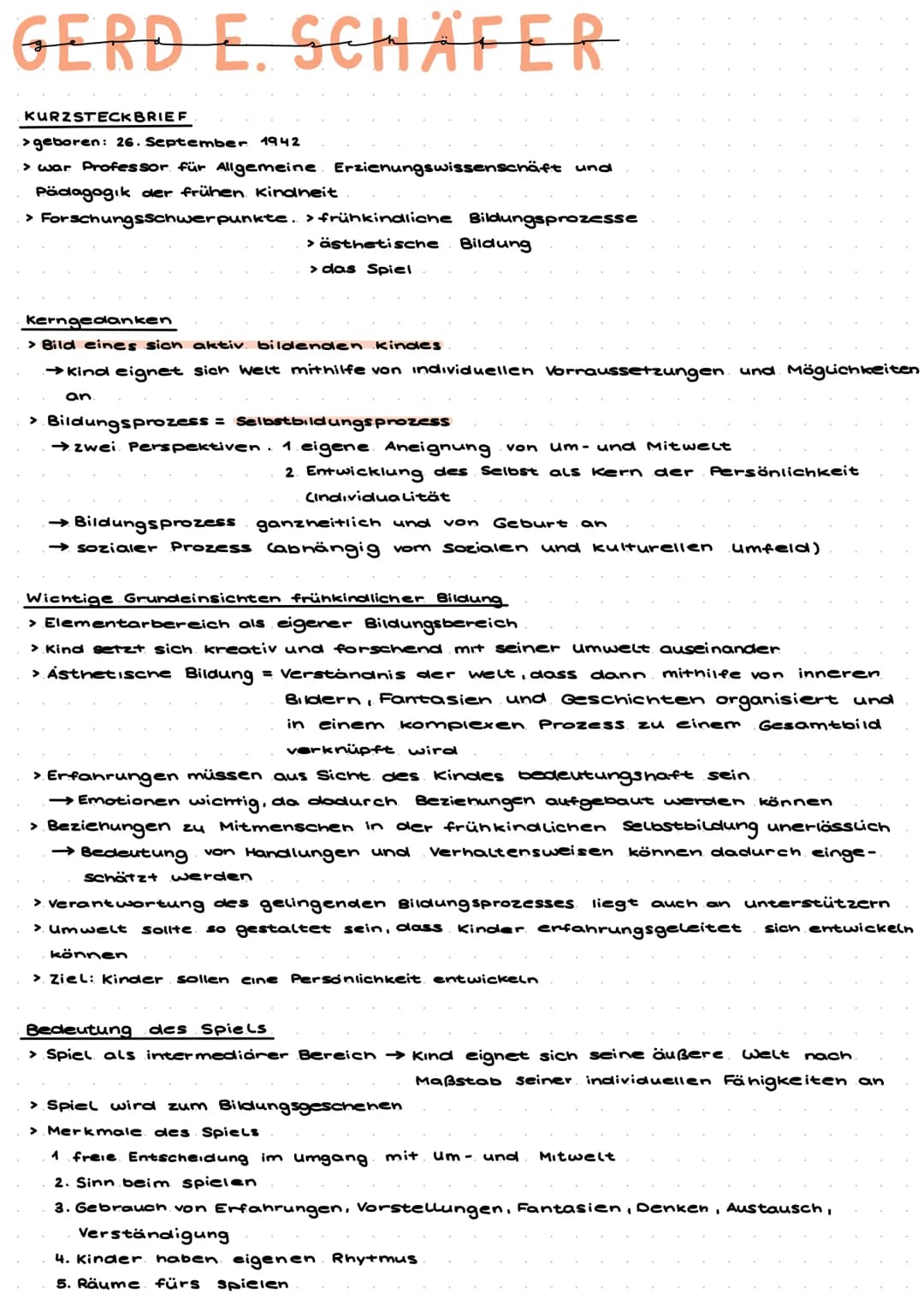 GERD E. SCHÄFER
KURZSTECKBRIEF
>geboren: 26. September 1942
> war Professor für Allgemeine Erzienungswissenschäft und
Pädagogik der frühen K