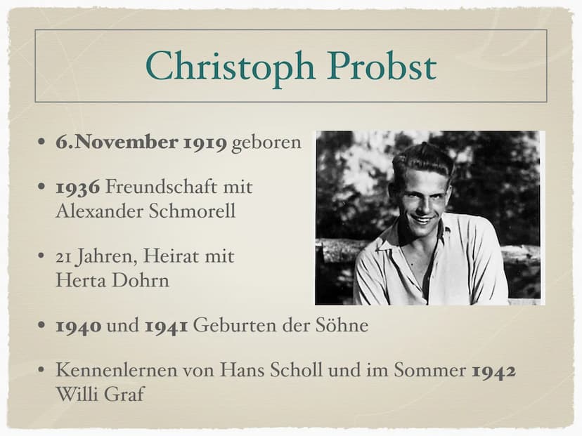 Die Weiße Rose
Die Weiße Rose
LEIBNIZ
SCHULE
CARLO.STOTTMEIER "Unruhe, furchtbare Unruhe ist der Hauptzug in
meinem hiesigen Leben. Ich würd