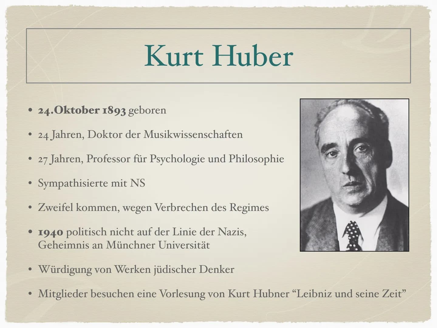 Die Weiße Rose
Die Weiße Rose
LEIBNIZ
SCHULE
CARLO.STOTTMEIER "Unruhe, furchtbare Unruhe ist der Hauptzug in
meinem hiesigen Leben. Ich würd