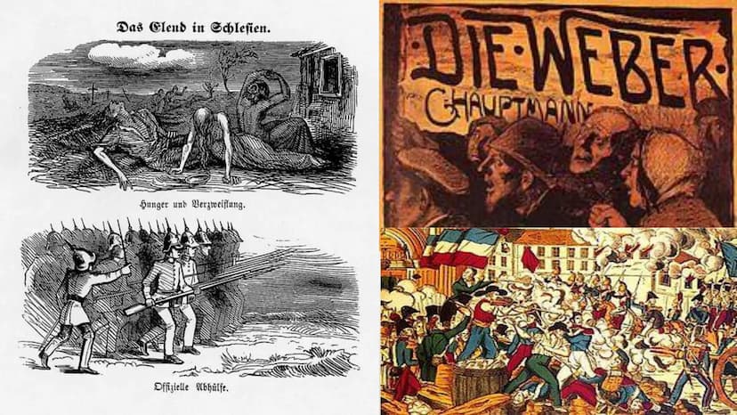 Handout: DER SCHLESISCHE WEBERAUFSTAND 1844
Gründe:
• Preisverfall ihrer Webprodukte durch industrielle Revolution in anderen
Ländern
• Vers