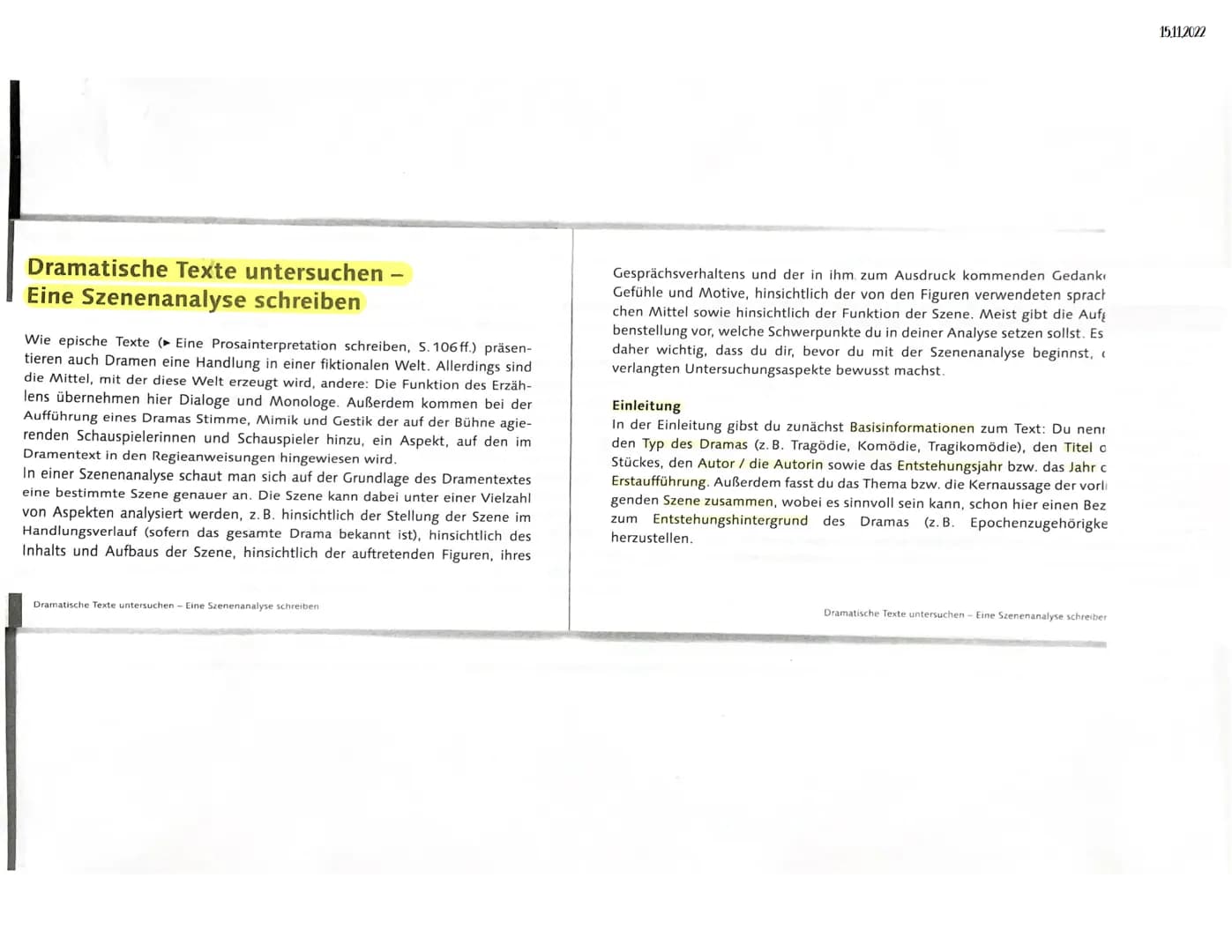 Dramatische Texte untersuchen
Eine Szenenanalyse schreiben
Wie epische Texte (▸ Eine Prosainterpretation schreiben, S. 106 ff.) präsen-
tier