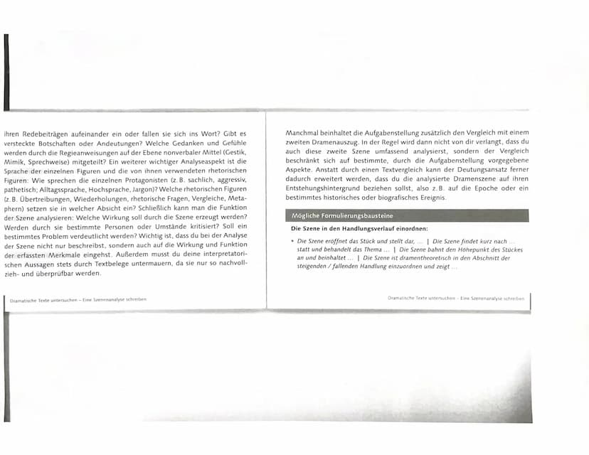 Dramatische Texte untersuchen
Eine Szenenanalyse schreiben
Wie epische Texte (▸ Eine Prosainterpretation schreiben, S. 106 ff.) präsen-
tier