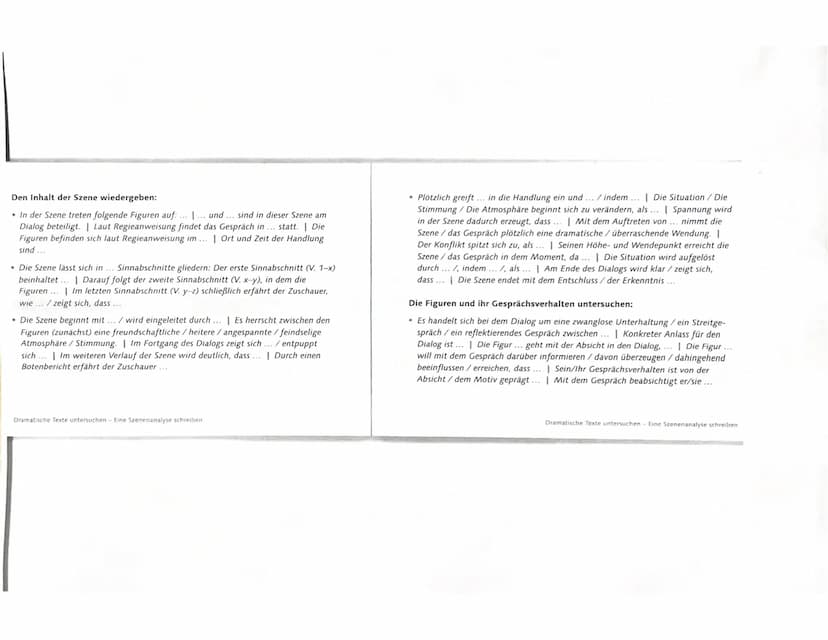Dramatische Texte untersuchen
Eine Szenenanalyse schreiben
Wie epische Texte (▸ Eine Prosainterpretation schreiben, S. 106 ff.) präsen-
tier