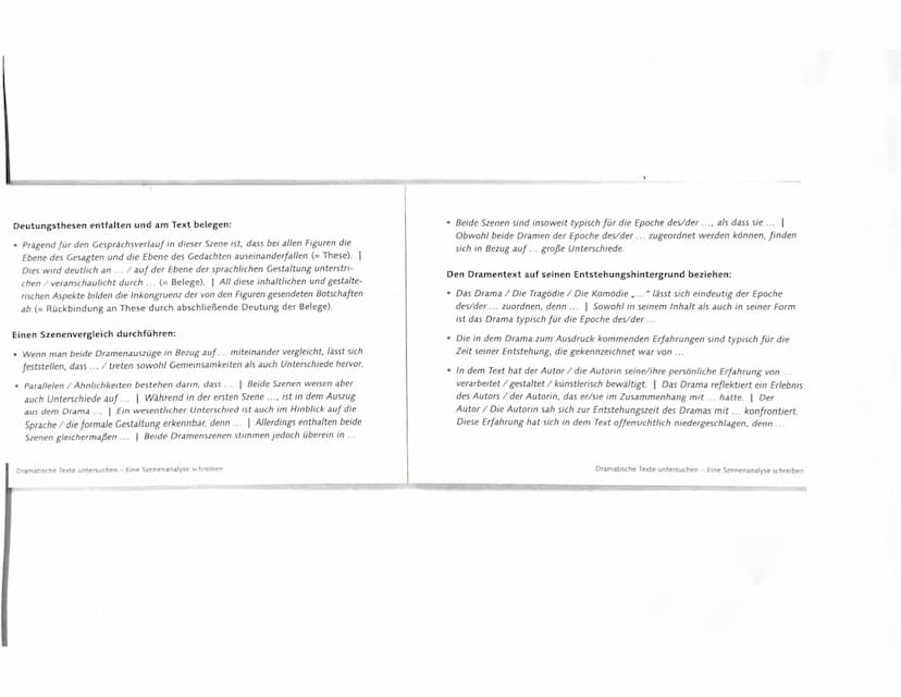 Dramatische Texte untersuchen
Eine Szenenanalyse schreiben
Wie epische Texte (▸ Eine Prosainterpretation schreiben, S. 106 ff.) präsen-
tier
