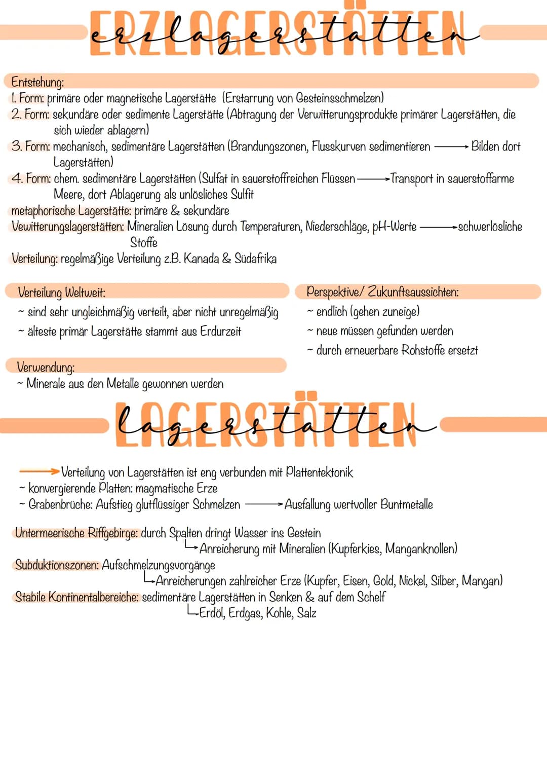 Rohstoffe
Lagerstätte: abbauwürdige, natürliche Anreicherung nutzbarer Mineralien oder Gesteine
Rohstoffe: Ausgangsmaterial für die Produkti