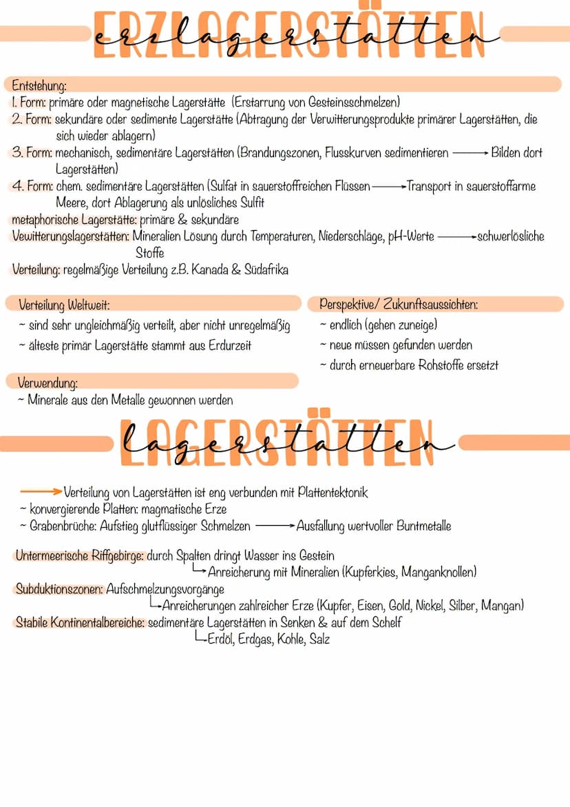Rohstoffe
Lagerstätte: abbauwürdige, natürliche Anreicherung nutzbarer Mineralien oder Gesteine
Rohstoffe: Ausgangsmaterial für die Produkti
