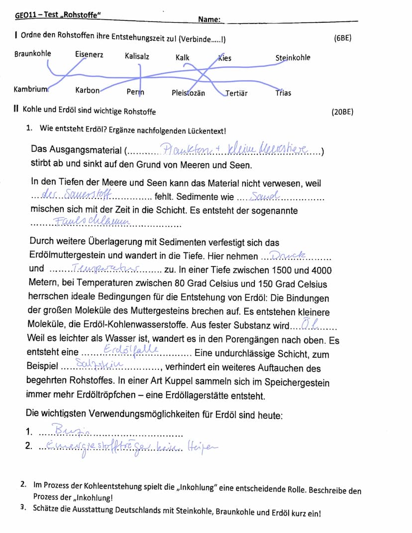 Rohstoffe
Lagerstätte: abbauwürdige, natürliche Anreicherung nutzbarer Mineralien oder Gesteine
Rohstoffe: Ausgangsmaterial für die Produkti