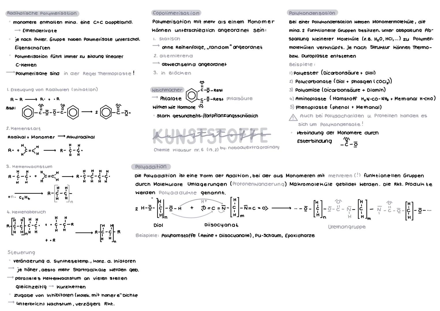 # Definition von Kunststoffen
Kunststoffe sina organische Werkstoffe, die durch um-
wanalung von Naturprodukten oder auch Sunthese
von Primä
