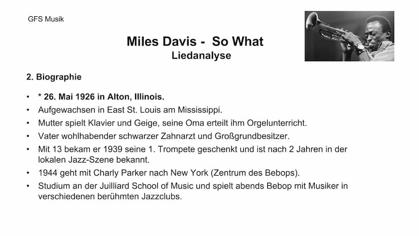 Miles Davis - So what
SO WHAT?
MILES DAVIS
GFS Musik
ORIGINAL MASTER RECORDING
MILES DAVIS Kind of Blue
with Julian "Cannonball Adderley
Pau