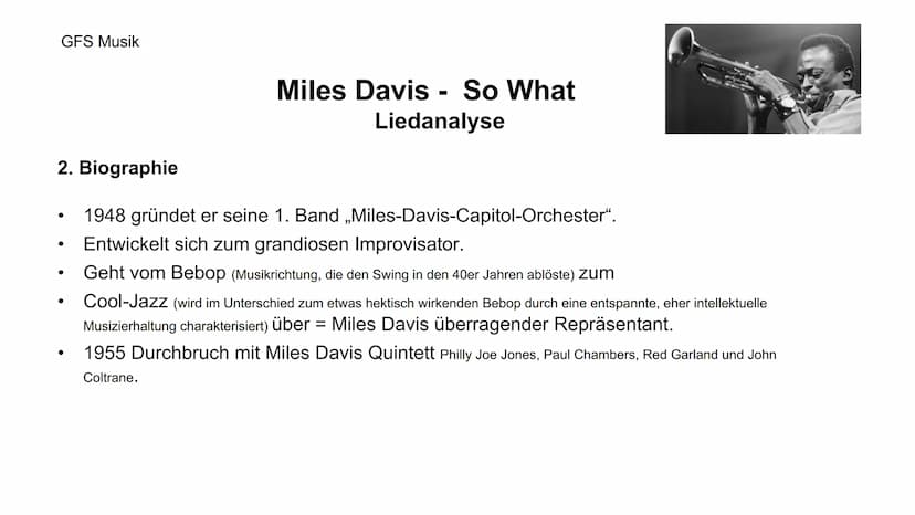Miles Davis - So what
SO WHAT?
MILES DAVIS
GFS Musik
ORIGINAL MASTER RECORDING
MILES DAVIS Kind of Blue
with Julian "Cannonball Adderley
Pau