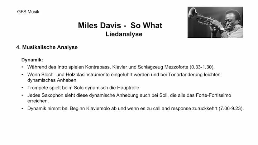 Miles Davis - So what
SO WHAT?
MILES DAVIS
GFS Musik
ORIGINAL MASTER RECORDING
MILES DAVIS Kind of Blue
with Julian "Cannonball Adderley
Pau