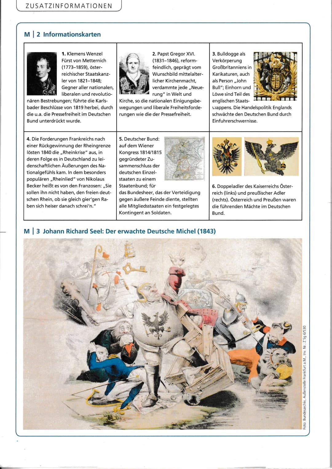 ZUSATZINFORMATIONEN
M2 Informationskarten
1. Klemens Wenzel
Fürst von Metternich
(1773-1859), öster-
reichischer Staatskanz-
ler von 1821-18