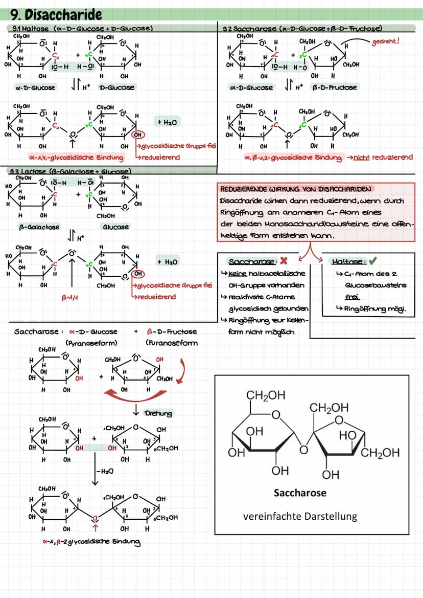 Themen
- Mechanismus: Esterbildung/Esterspaltung (sauer) ✓
- Honosaccharide: Glucose, Fructose v
HD- und L-Konfiguration ✓
FISCHER & HAWORTH