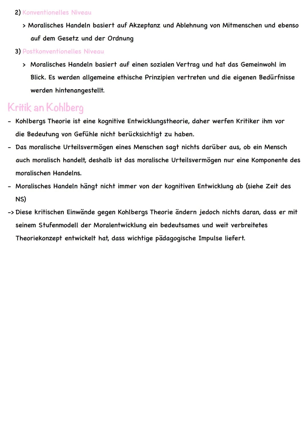 Moralische Erziehung nach Kohlberg
Kerngedanken
- Kohlbergs Studien zur Entwicklung der moralischen Urteilskompetenz bauen auf Piagets
Forsc