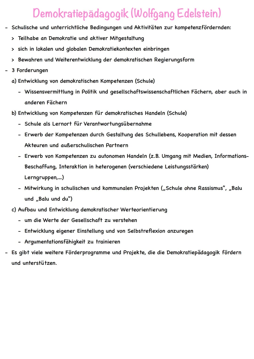 Moralische Erziehung nach Kohlberg
Kerngedanken
- Kohlbergs Studien zur Entwicklung der moralischen Urteilskompetenz bauen auf Piagets
Forsc