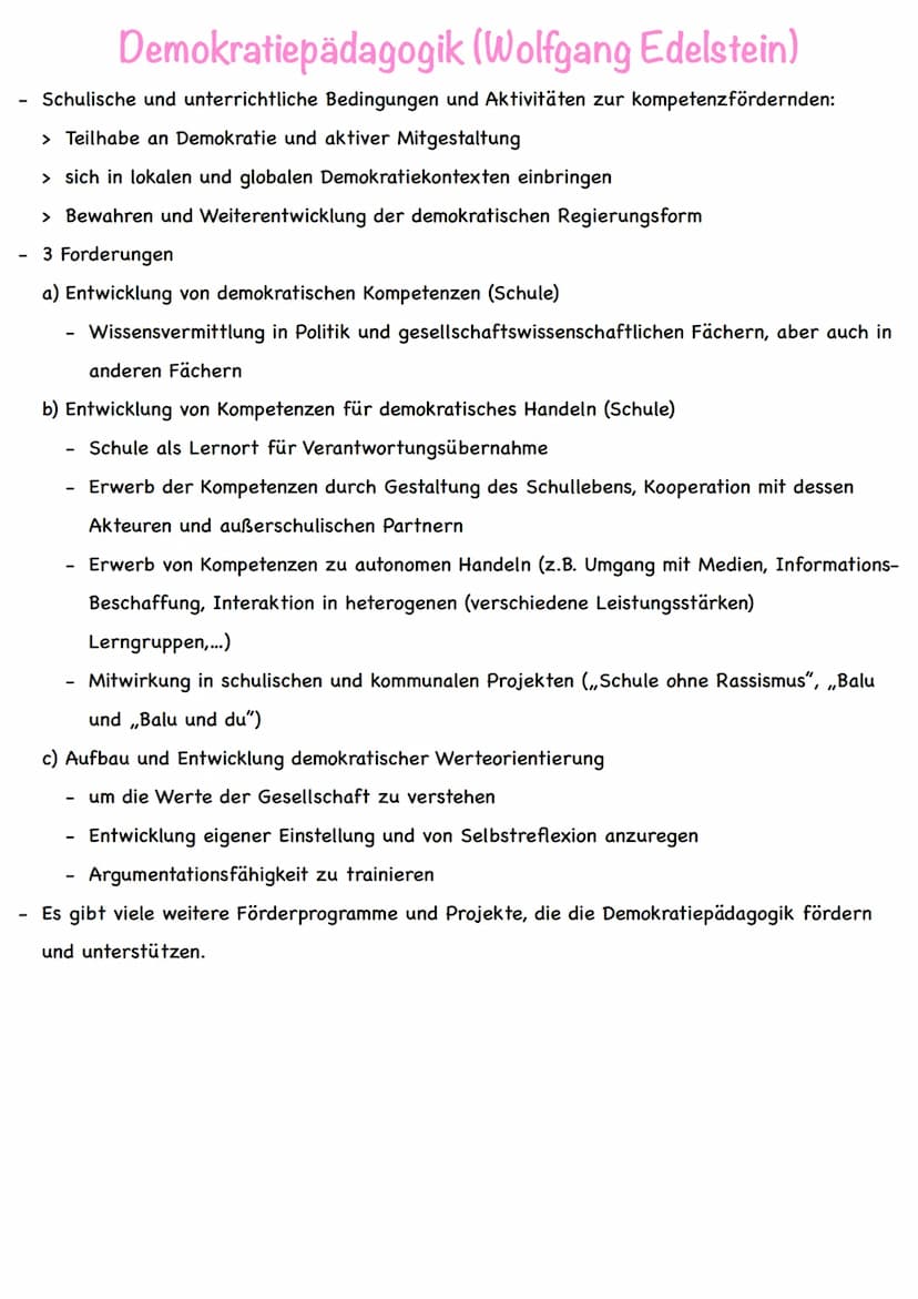 Moralische Erziehung nach Kohlberg
Kerngedanken
- Kohlbergs Studien zur Entwicklung der moralischen Urteilskompetenz bauen auf Piagets
Forsc