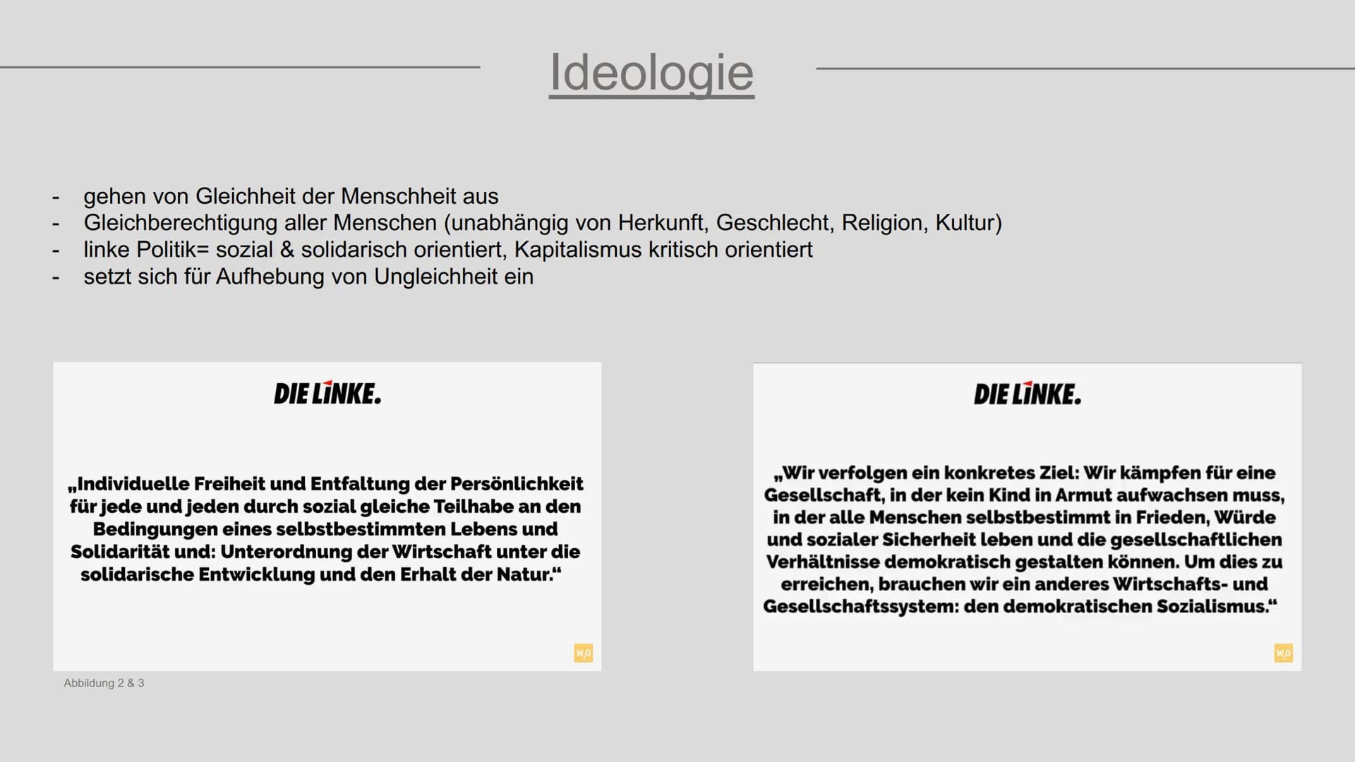DIE LINKE.
COTONE
Präsentation von Sarah Grabow
Klasse 9a Folie 1: Deckblatt
• Folie 2: Gliederung
Folie 3: Ideologie
Folie 4: historische E