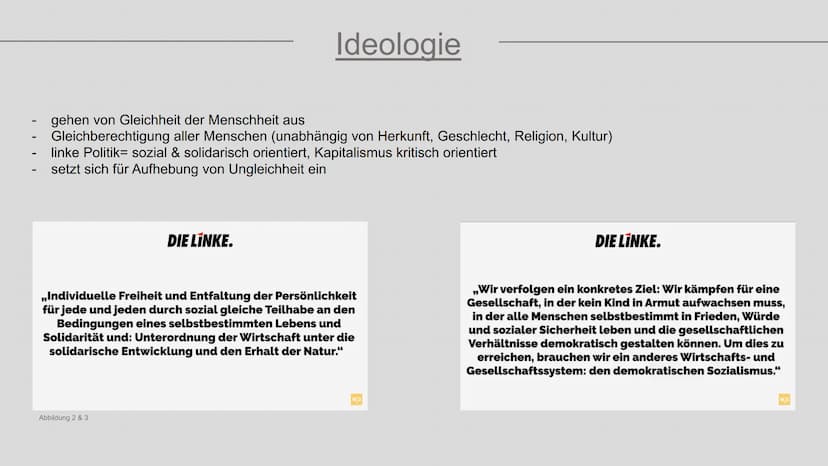 DIE LINKE.
COTONE
Präsentation von Sarah Grabow
Klasse 9a Folie 1: Deckblatt
• Folie 2: Gliederung
Folie 3: Ideologie
Folie 4: historische E