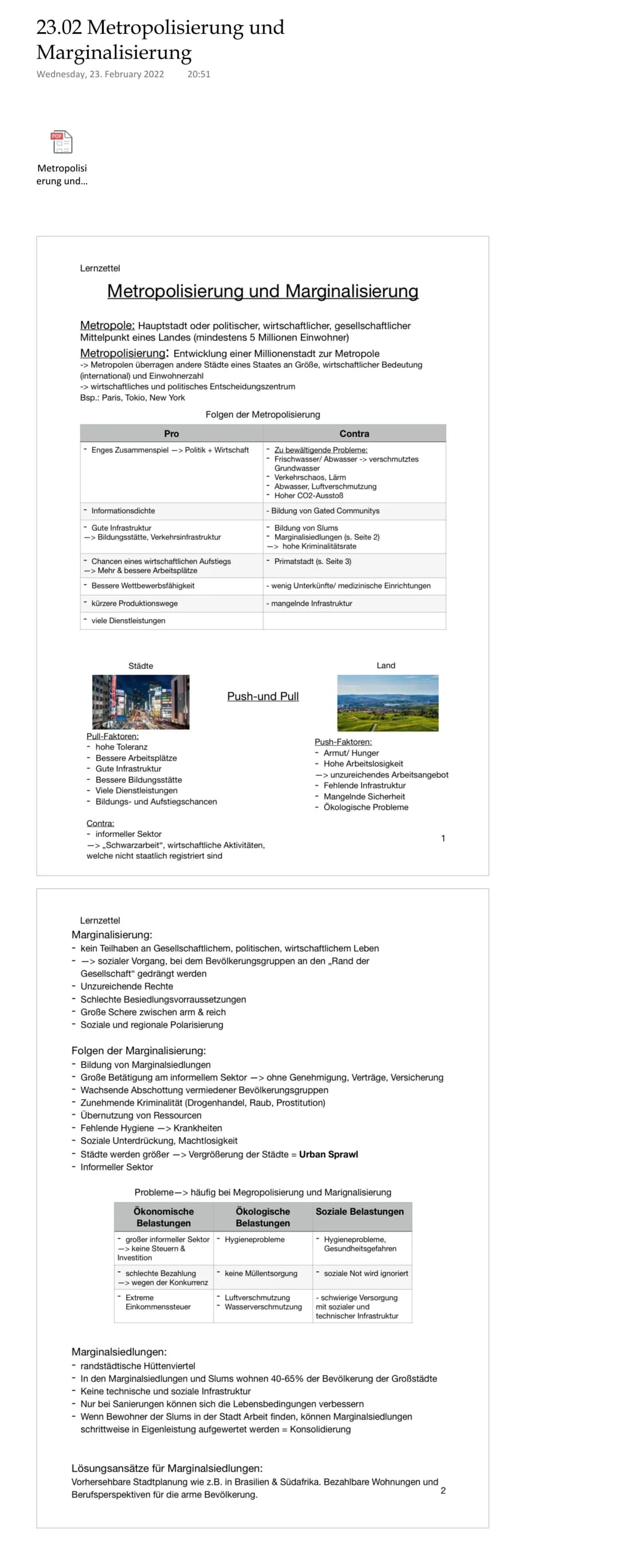 23.02 Metropolisierung und
Marginalisierung
Wednesday, 23. February 2022 20:51
Metropolisi
erung und...
Lernzettel
Metropolisierung und Marg