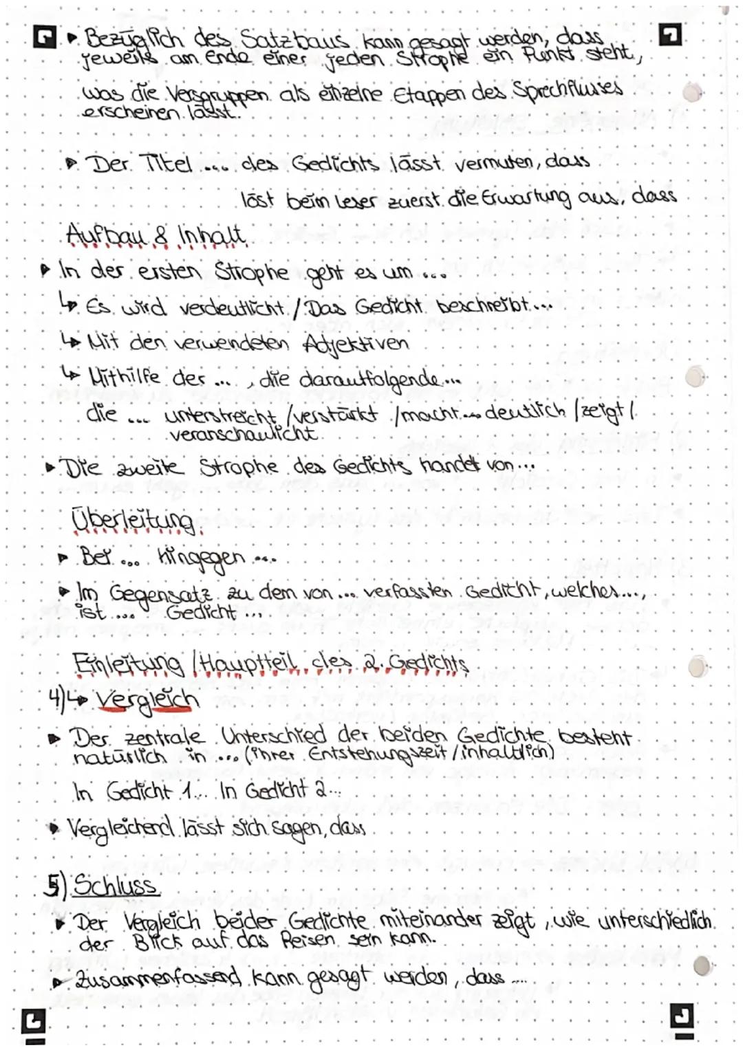 # ABITUR 23-Deutsche

Gedichtsvergleich

1) Allgemeine Einleitung.

- Sehnsucht nach dem Ausbruch aus dem Alltag
- Wunsch nach einem Ortswec