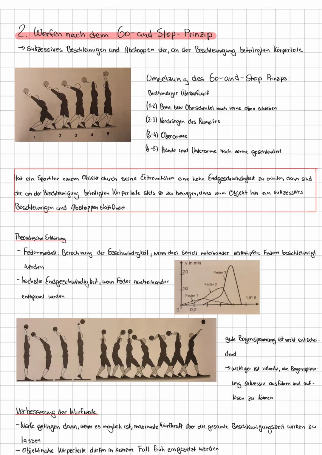 2. Werfen nach dem Go-and-Stop-Prinzip
→→Sukzessives Beschleunigen und Abstoppen der, an der Beschleunigung beteiligten Körperteile
1
2 3 4
