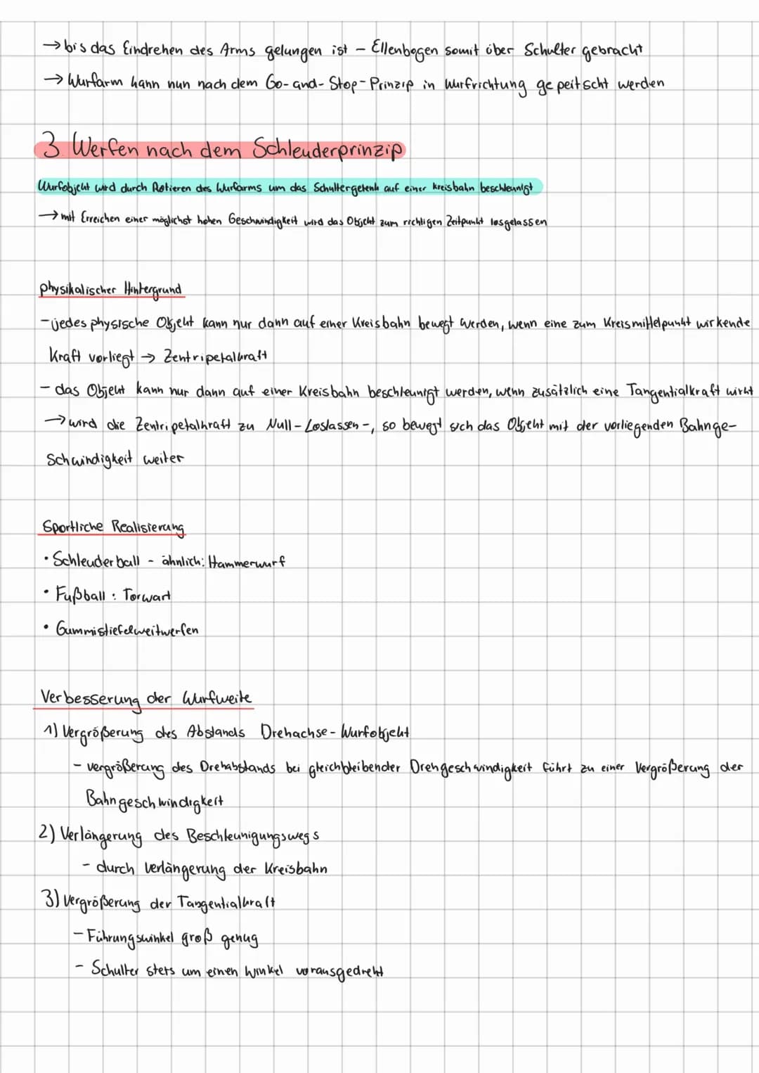 2. Werfen nach dem Go-and-Stop-Prinzip
→→Sukzessives Beschleunigen und Abstoppen der, an der Beschleunigung beteiligten Körperteile
1
2 3 4
