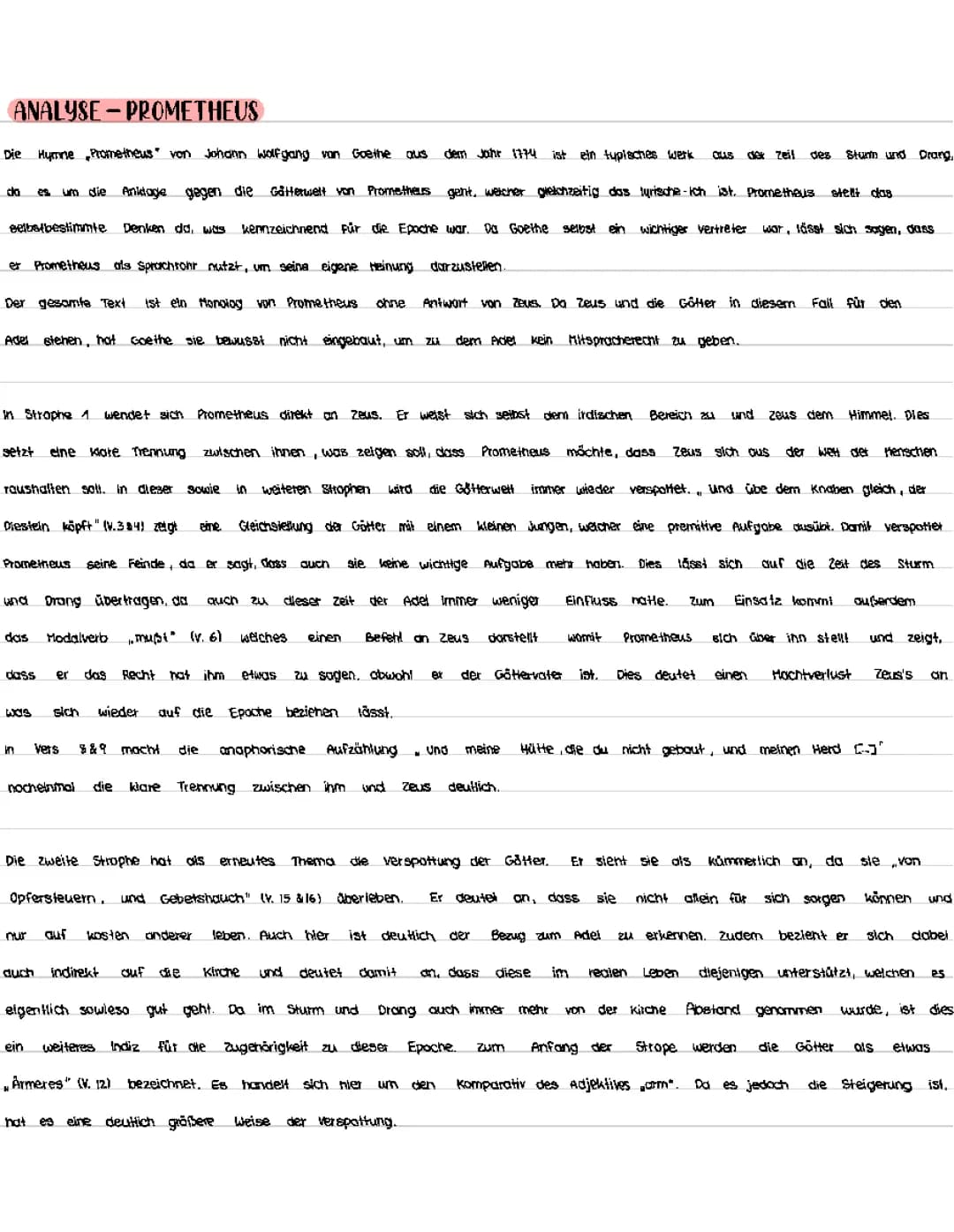 Analyse des Gedichts Prometheus