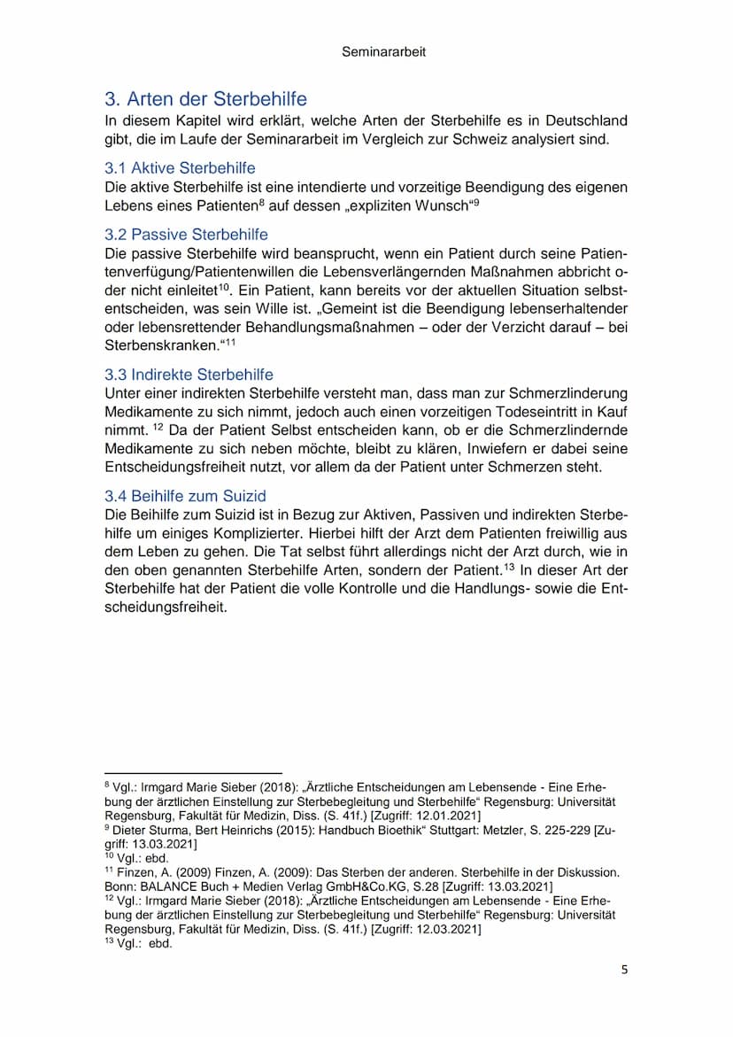 Sterbehilfe - Eine vergleichende
Analyse der Rechtslage zwischen
Deutschland und der Schweiz
Vorgelegt von:
Straße:
Wohnort:
Schuljahr 2020/