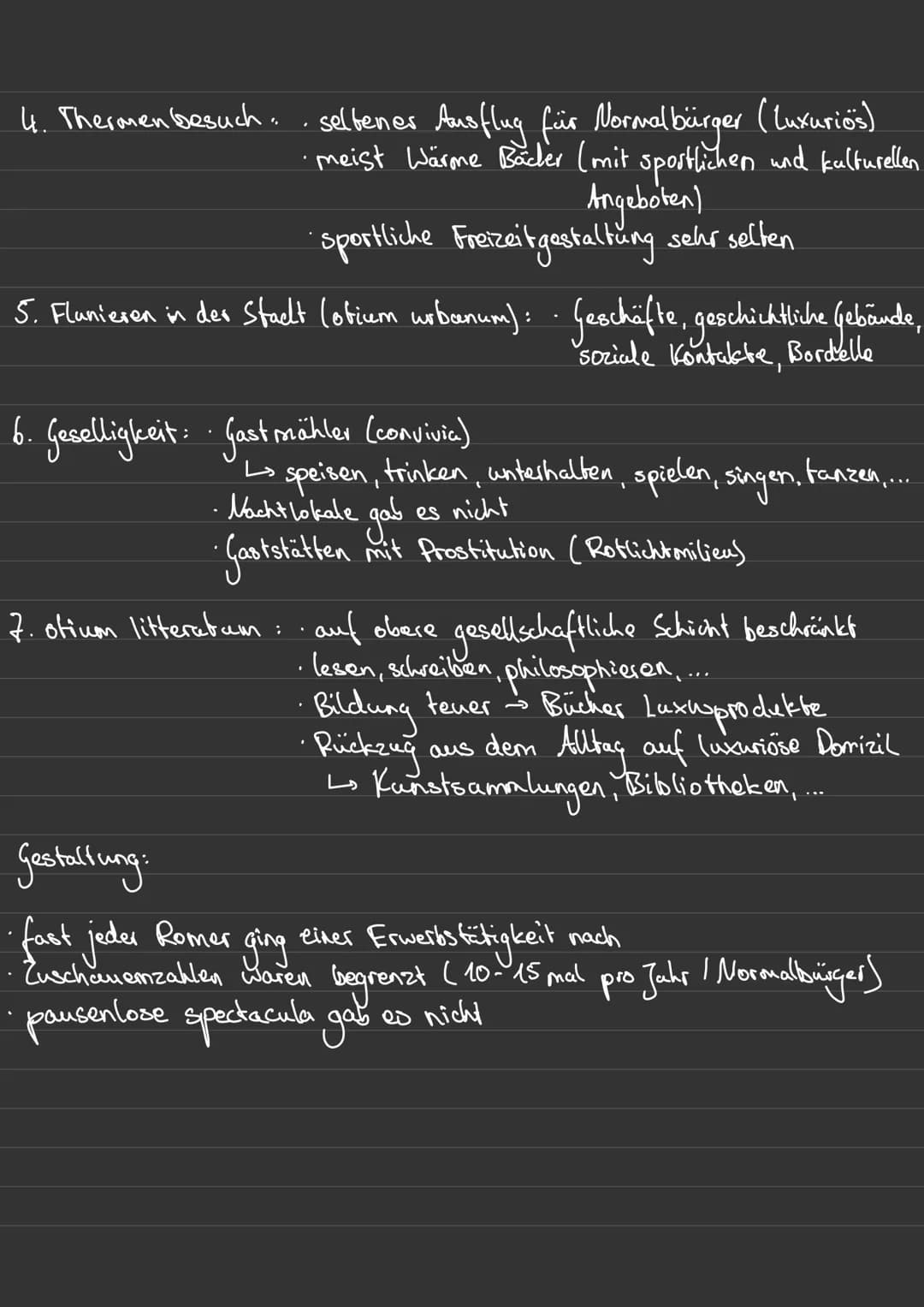 1. Inhaltlich
Freizeitgestaltung:
→ Ludi publici (öffentliche Spiele)
(spectacula = Schauspiel)"
:
1. Gladiatoren kämpfe (munera): unterschi