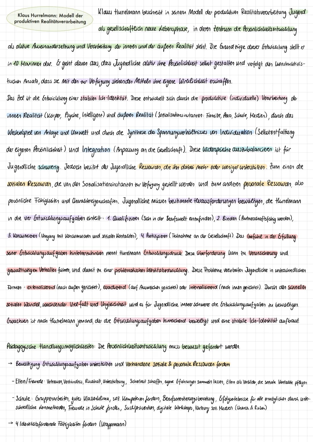 Klaus Hurrelmann: Modell der
produktiven Realitätsverarbeitung
10 MAXIME
1. Gestaltung der Persönlichkeitsentwicklung in Wechselspiel von An